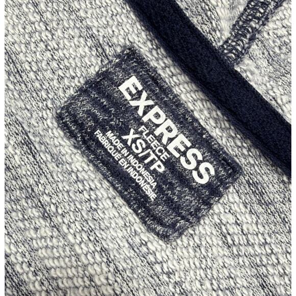 Express Fleece Hoodie Womens Full Zip Color Block XS Blue Drawstring - Picture 6 of 7